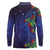 Matariki New Zealand Maori and Pohutukawa Long Sleeve Polo Shirt Galaxy Blue Sky Style