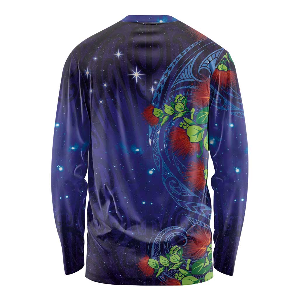 Matariki New Zealand Maori and Pohutukawa Long Sleeve Shirt Galaxy Blue Sky Style LT03 - Polynesian Pride