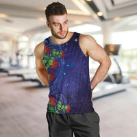 Matariki New Zealand Maori and Pohutukawa Men Tank Top Galaxy Blue Sky Style LT03 Blue - Polynesian Pride