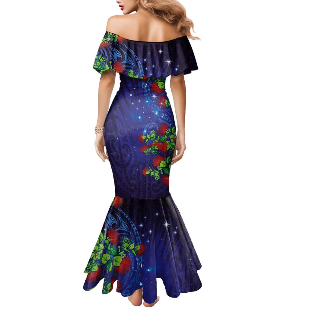Matariki New Zealand Maori and Pohutukawa Mermaid Dress Galaxy Blue Sky Style LT03 - Polynesian Pride
