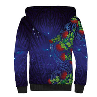 Matariki New Zealand Maori and Pohutukawa Sherpa Hoodie Galaxy Blue Sky Style LT03 - Polynesian Pride