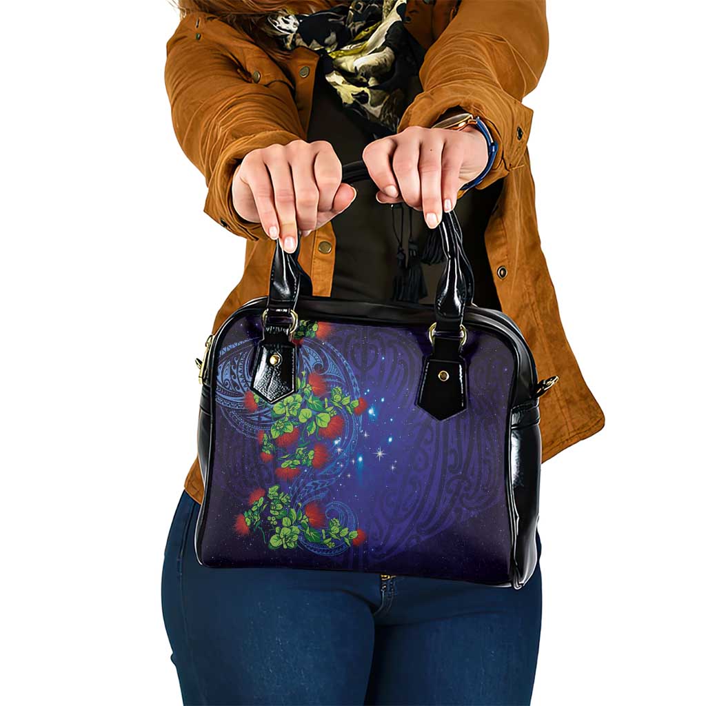 Matariki New Zealand Maori and Pohutukawa Shoulder Handbag Galaxy Blue Sky Style