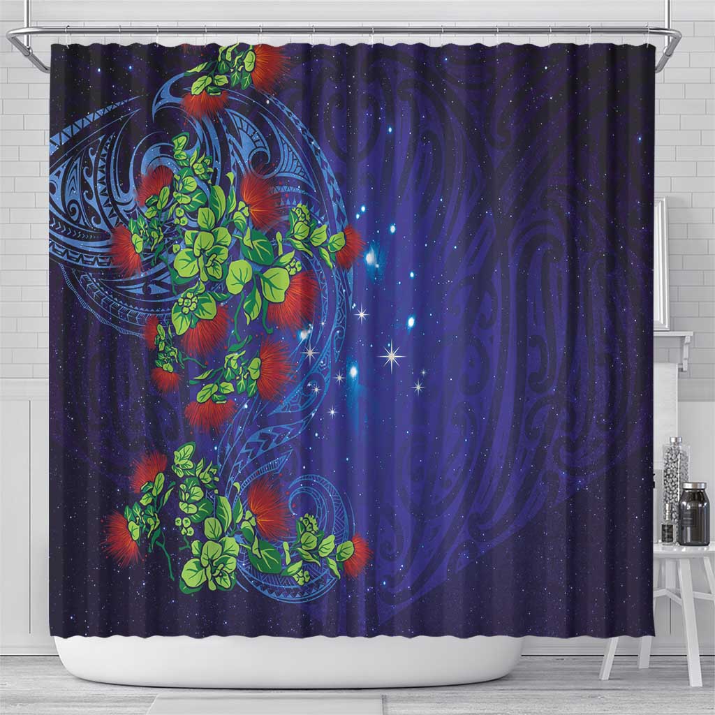 Matariki New Zealand Maori and Pohutukawa Shower Curtain Galaxy Blue Sky Style LT03 - Polynesian Pride