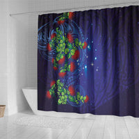 Matariki New Zealand Maori and Pohutukawa Shower Curtain Galaxy Blue Sky Style LT03 - Polynesian Pride
