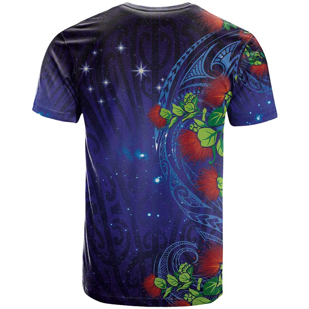Matariki New Zealand Maori and Pohutukawa T Shirt Galaxy Blue Sky Style LT03 - Polynesian Pride