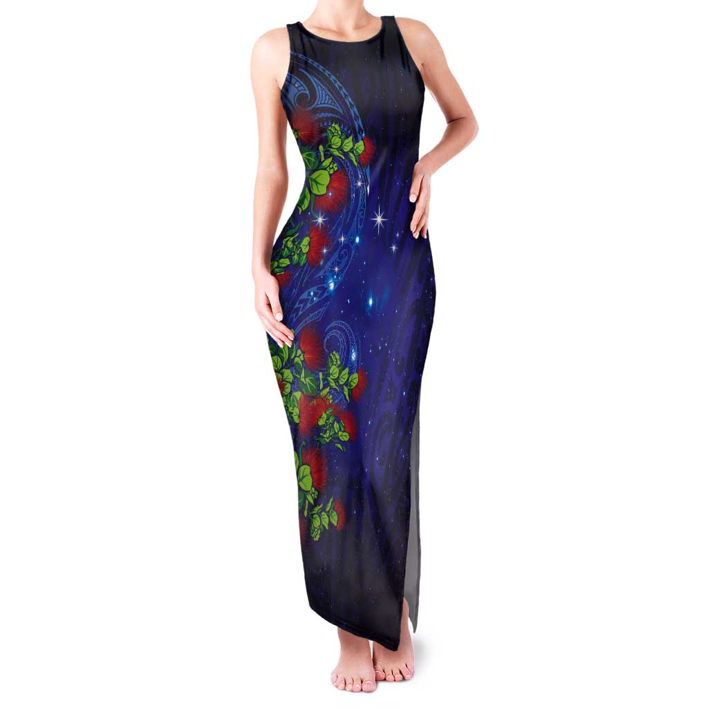 Matariki New Zealand Maori and Pohutukawa Tank Maxi Dress Galaxy Blue Sky Style LT03 Women Blue - Polynesian Pride