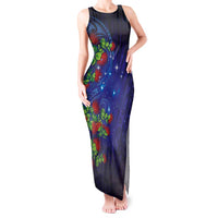 Matariki New Zealand Maori and Pohutukawa Tank Maxi Dress Galaxy Blue Sky Style LT03 Women Blue - Polynesian Pride
