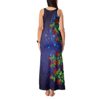 Matariki New Zealand Maori and Pohutukawa Tank Maxi Dress Galaxy Blue Sky Style LT03 - Polynesian Pride