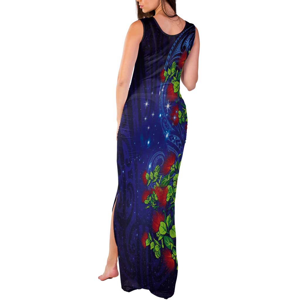 Matariki New Zealand Maori and Pohutukawa Tank Maxi Dress Galaxy Blue Sky Style LT03 - Polynesian Pride
