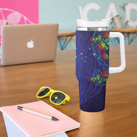 Matariki New Zealand Maori and Pohutukawa Tumbler With Handle Galaxy Blue Sky Style LT03 - Polynesian Pride