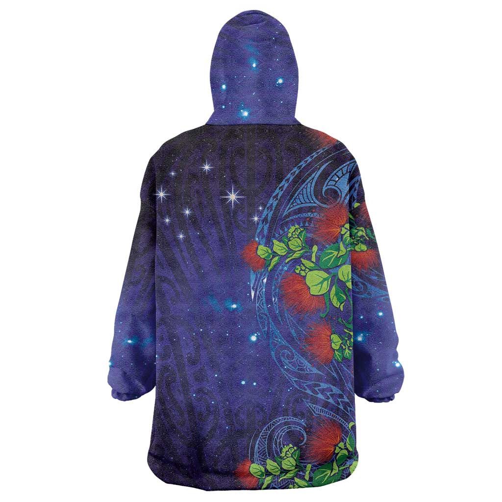 Matariki New Zealand Maori and Pohutukawa Wearable Blanket Hoodie Galaxy Blue Sky Style LT03 - Polynesian Pride