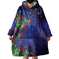 Matariki New Zealand Maori and Pohutukawa Wearable Blanket Hoodie Galaxy Blue Sky Style LT03 - Polynesian Pride