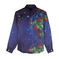 Matariki New Zealand Maori and Pohutukawa Women Casual Shirt Galaxy Blue Sky Style