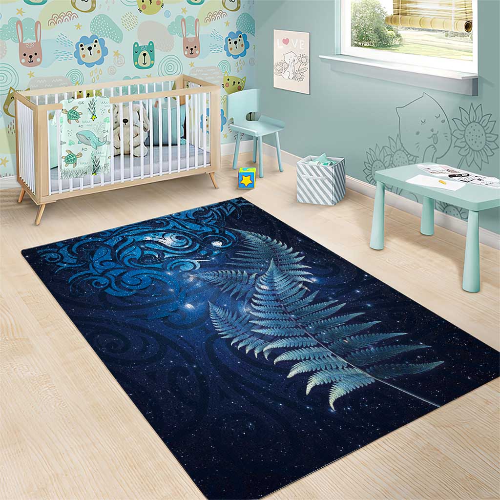 Matariki New Zealand Maori Silver Fern Area Rug Galaxy Blue Sky Style