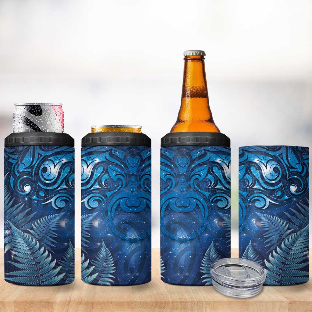 Matariki New Zealand Maori Silver Fern 4 in 1 Can Cooler Tumbler Galaxy Blue Sky Style LT03 - Polynesian Pride
