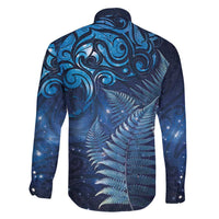 Matariki New Zealand Maori Silver Fern Family Matching Mermaid Dress and Hawaiian Shirt Galaxy Blue Sky Style LT03 - Polynesian Pride