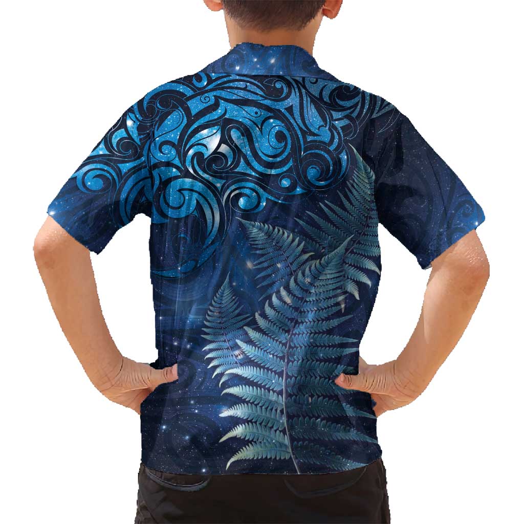 Matariki New Zealand Maori Silver Fern Family Matching Puletasi and Hawaiian Shirt Galaxy Blue Sky Style LT03 - Polynesian Pride