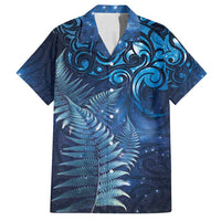 Matariki New Zealand Maori Silver Fern Family Matching Tank Maxi Dress and Hawaiian Shirt Galaxy Blue Sky Style LT03 Dad's Shirt - Short Sleeve Blue - Polynesian Pride