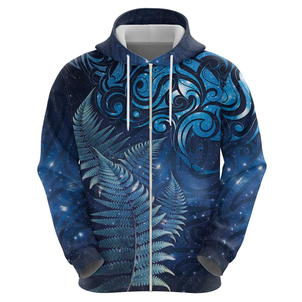 Matariki New Zealand Maori Silver Fern Hoodie Galaxy Blue Sky Style LT03 - Polynesian Pride