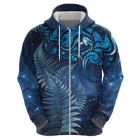 Matariki New Zealand Maori Silver Fern Hoodie Galaxy Blue Sky Style LT03 - Polynesian Pride