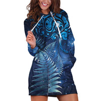 Matariki New Zealand Maori Silver Fern Hoodie Dress Galaxy Blue Sky Style LT03 Blue - Polynesian Pride