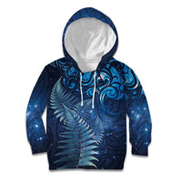 Matariki New Zealand Maori Silver Fern Kid Hoodie Galaxy Blue Sky Style LT03 Hoodie Blue - Polynesian Pride