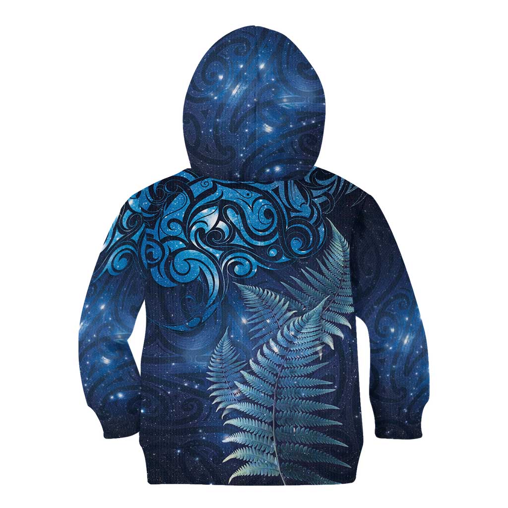 Matariki New Zealand Maori Silver Fern Kid Hoodie Galaxy Blue Sky Style LT03 - Polynesian Pride