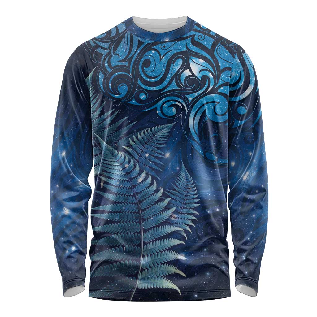 Matariki New Zealand Maori Silver Fern Long Sleeve Shirt Galaxy Blue Sky Style LT03 Unisex Blue - Polynesian Pride