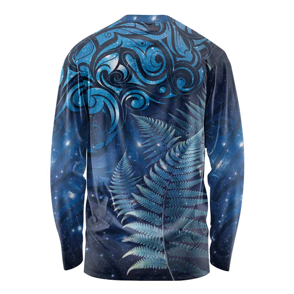 Matariki New Zealand Maori Silver Fern Long Sleeve Shirt Galaxy Blue Sky Style LT03 - Polynesian Pride