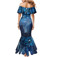 Matariki New Zealand Maori Silver Fern Mermaid Dress Galaxy Blue Sky Style LT03 - Polynesian Pride