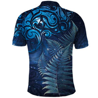 Matariki New Zealand Maori Silver Fern Polo Shirt - Galaxy Blue Sky Style LT03 - Polynesian Pride