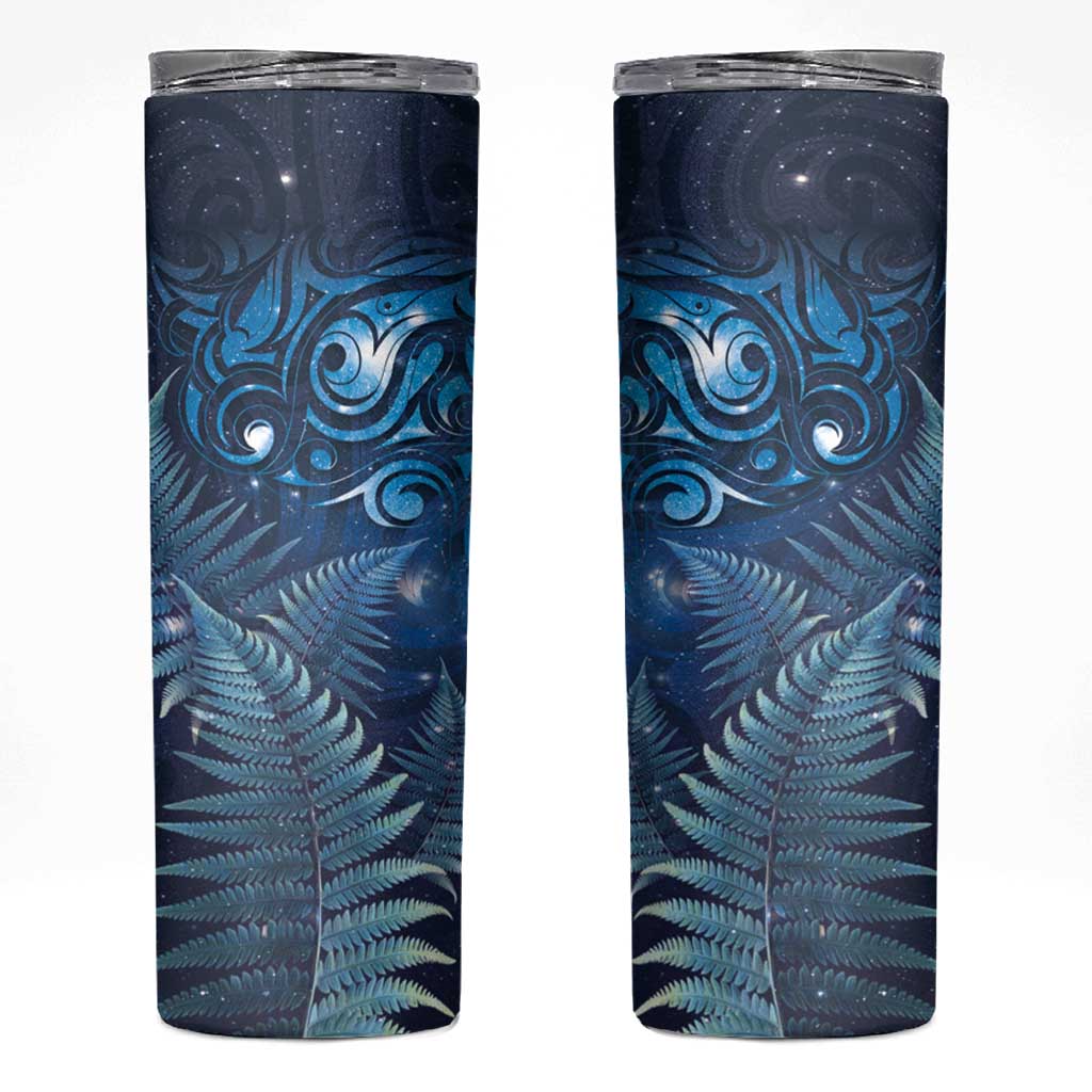 Matariki New Zealand Maori Silver Fern Skinny Tumbler Galaxy Blue Sky Style LT03 Blue - Polynesian Pride
