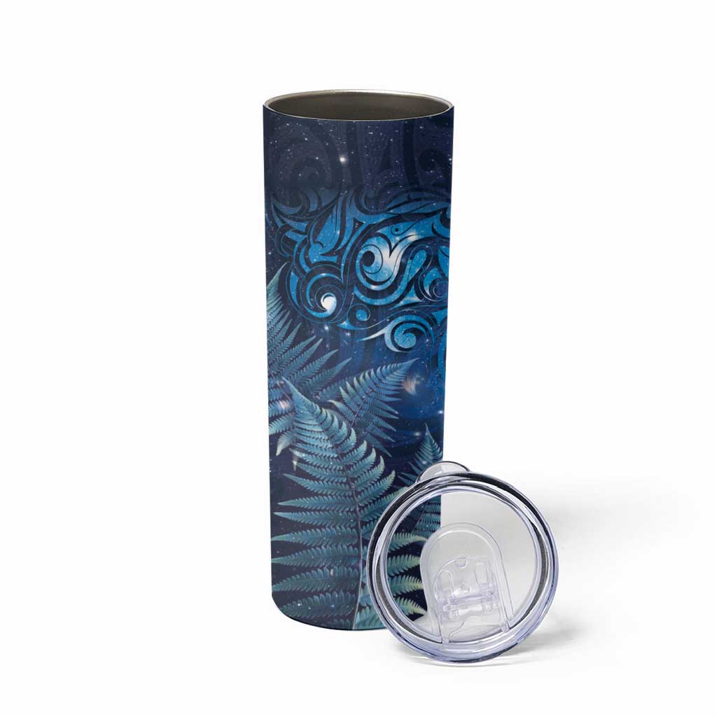 Matariki New Zealand Maori Silver Fern Skinny Tumbler Galaxy Blue Sky Style LT03 - Polynesian Pride