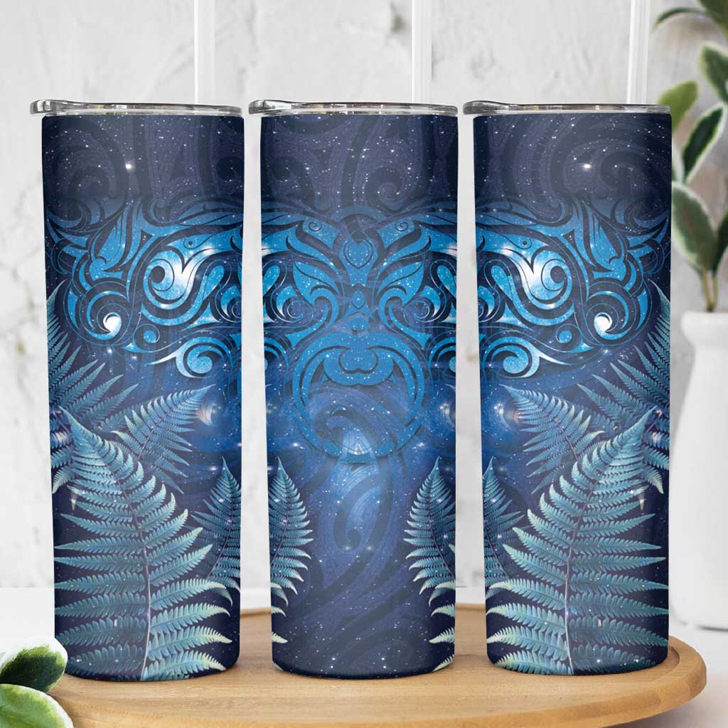 Matariki New Zealand Maori Silver Fern Skinny Tumbler Galaxy Blue Sky Style LT03 - Polynesian Pride