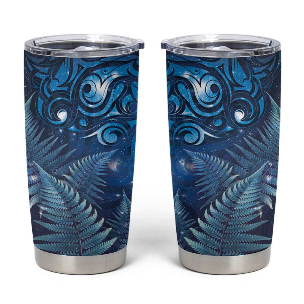 Matariki New Zealand Maori Silver Fern Tumbler Cup Galaxy Blue Sky Style LT03 Blue - Polynesian Pride