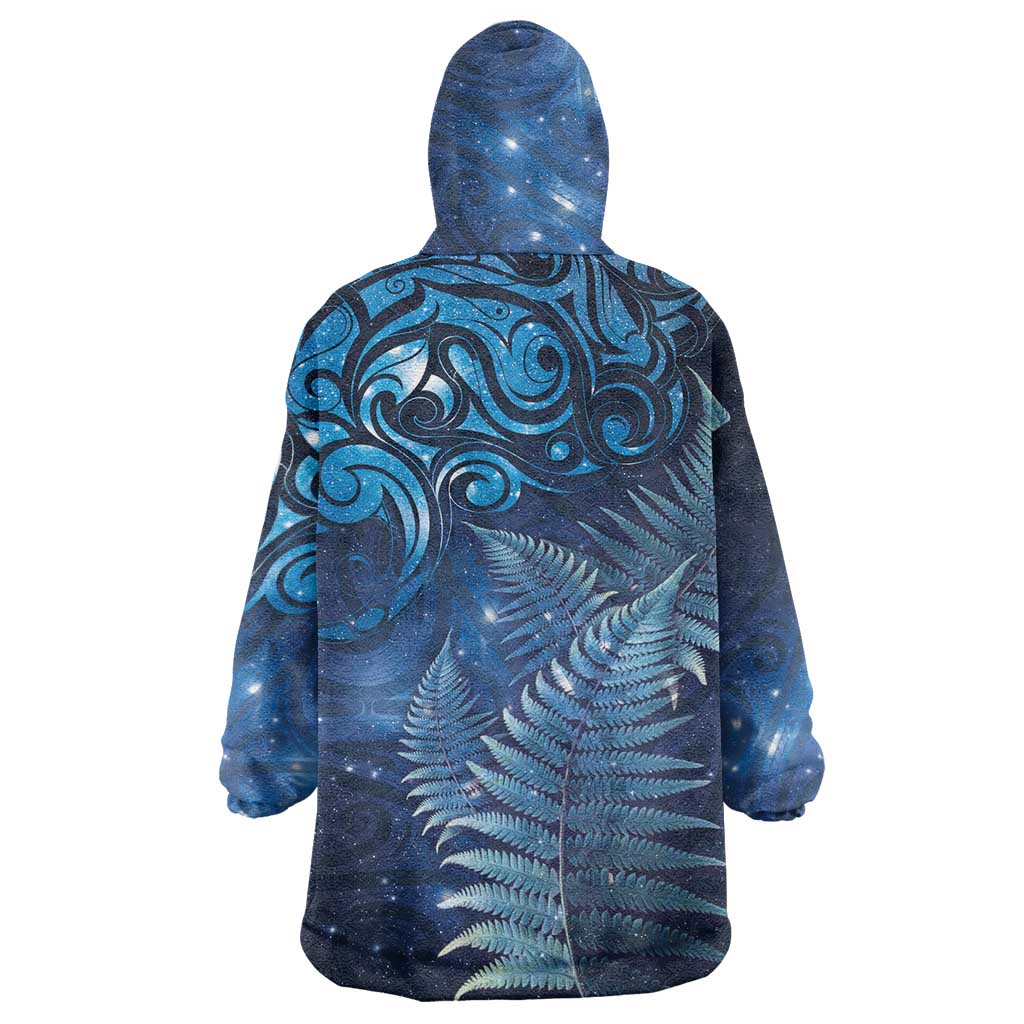 Matariki New Zealand Maori Silver Fern Wearable Blanket Hoodie Galaxy Blue Sky Style LT03 - Polynesian Pride