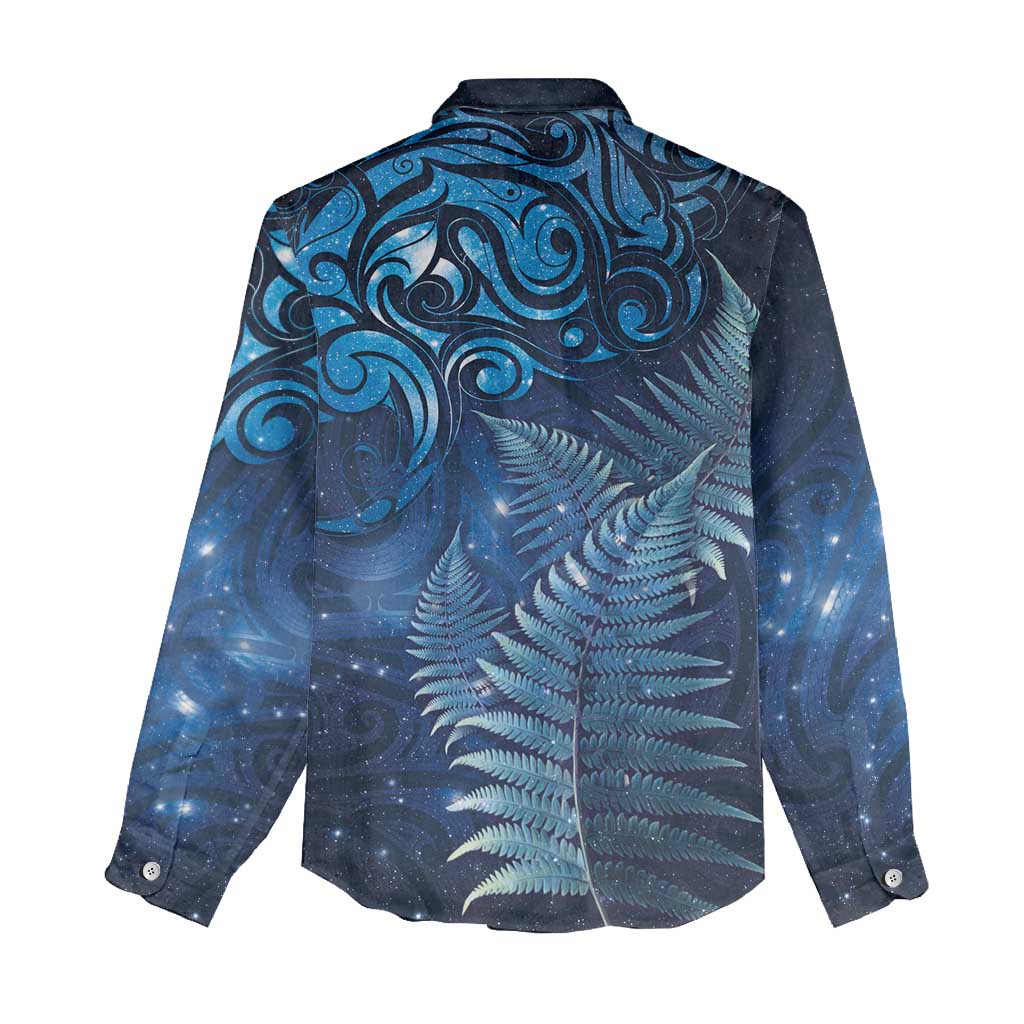 Matariki New Zealand Maori Silver Fern Women Casual Shirt Galaxy Blue Sky Style