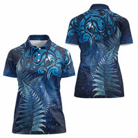 Matariki New Zealand Maori Silver Fern Women Polo Shirt Galaxy Blue Sky Style LT03 - Polynesian Pride