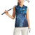 Matariki New Zealand Maori Silver Fern Women Sleeveless Polo Shirt Galaxy Blue Sky Style