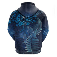 Matariki New Zealand Maori Silver Fern Zip Hoodie Galaxy Blue Sky Style LT03 - Polynesian Pride