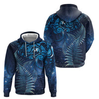 Matariki New Zealand Maori Silver Fern Zip Hoodie Galaxy Blue Sky Style LT03 - Polynesian Pride