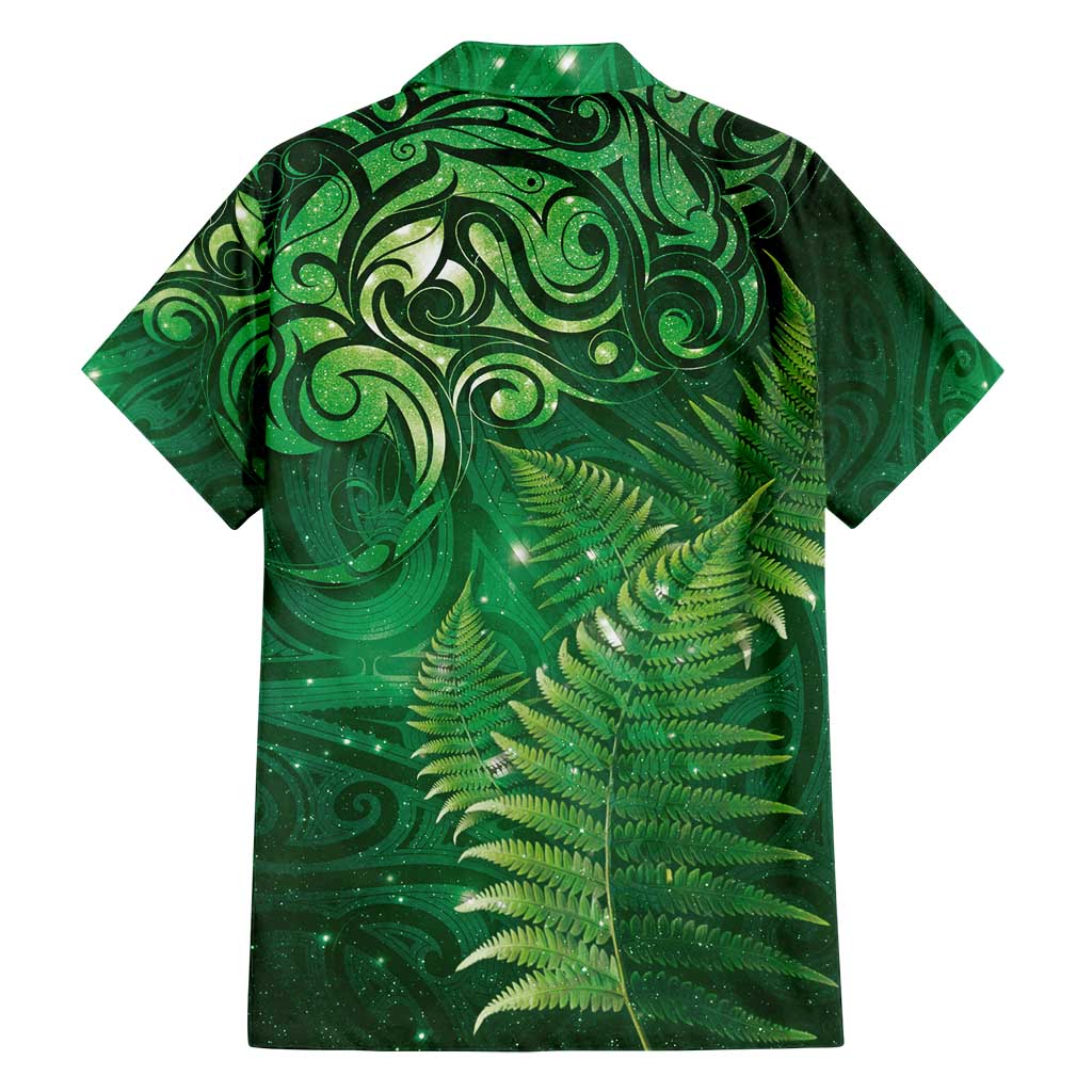 Matariki New Zealand Maori Silver Fern Family Matching Long Sleeve Bodycon Dress and Hawaiian Shirt Galaxy Green Sky Style LT03 - Polynesian Pride