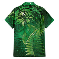 Matariki New Zealand Maori Silver Fern Family Matching Off Shoulder Short Dress and Hawaiian Shirt Galaxy Green Sky Style LT03 - Polynesian Pride