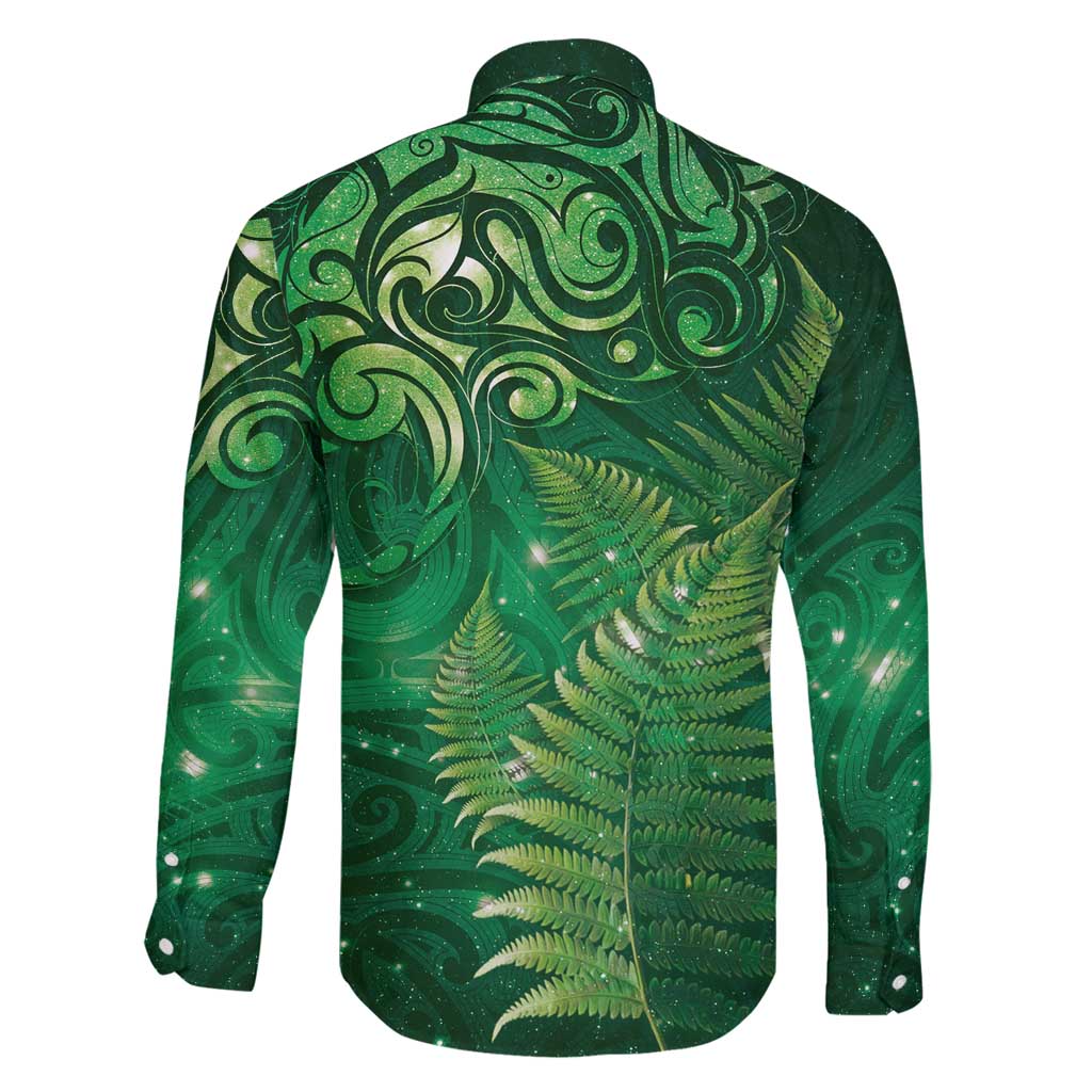 Matariki New Zealand Maori Silver Fern Family Matching Tank Maxi Dress and Hawaiian Shirt Galaxy Green Sky Style LT03 - Polynesian Pride