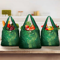 Matariki New Zealand Maori Silver Fern Grocery Bag Galaxy Green Sky Style LT03 3-pack One Size Green - Polynesian Pride