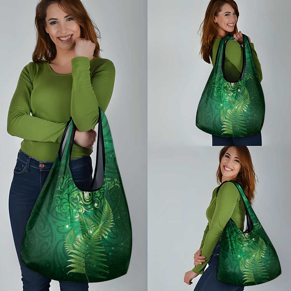 Matariki New Zealand Maori Silver Fern Grocery Bag Galaxy Green Sky Style LT03 - Polynesian Pride