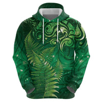Matariki New Zealand Maori Silver Fern Hoodie Galaxy Green Sky Style LT03 - Polynesian Pride