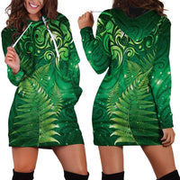 Matariki New Zealand Maori Silver Fern Hoodie Dress Galaxy Green Sky Style LT03 - Polynesian Pride