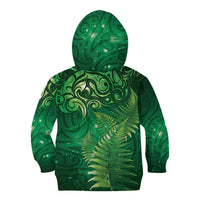 Matariki New Zealand Maori Silver Fern Kid Hoodie Galaxy Green Sky Style LT03 - Polynesian Pride