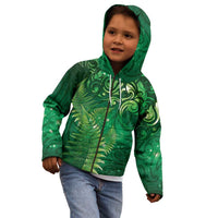 Matariki New Zealand Maori Silver Fern Kid Hoodie Galaxy Green Sky Style LT03 - Polynesian Pride